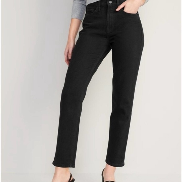 Old Navy Denim - Old Navy Extra High Rise Straight Leg Black Jeans